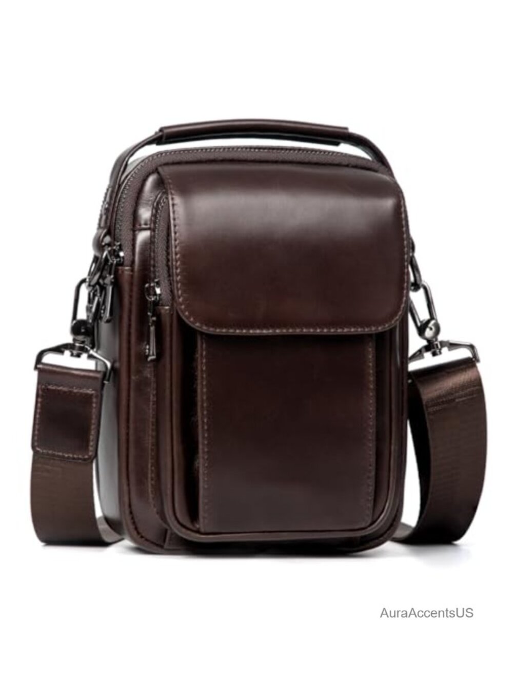 Genuine Leather Small Messenger Bag Crossbody Purse for Men